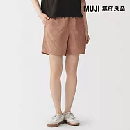 【MUJI 無印良品】女撥水加工尼龍休閒短褲 L 煙燻粉