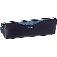 Raymay 小口袋裝飾的簡約筆袋/ 午夜藍