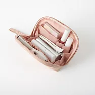 【MUJI 無印良品】聚酯纖維廣口化妝包/粉米