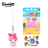 【日本正版授權】三麗鷗 公仔吊飾 附貼紙組 - 美樂蒂