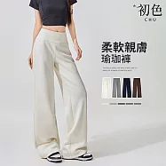 【初色】美式高腰寬鬆垂墜感瑜珈運動褲糯米褲休閒褲寬褲長褲-共5色-19184(M-XL可選) M 白色