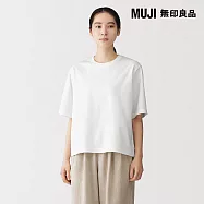 【MUJI 無印良品】女涼感圓領寬版短袖T恤 S 白色