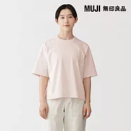【MUJI 無印良品】女涼感圓領寬版短袖T恤 XL 淺粉