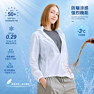【KISSDIAMOND】極涼防曬冰晶紗速乾凍感衣(KDFJ-6166) M 冰玉石白