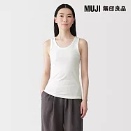 【MUJI 無印良品】女柔滑羅紋坦克背心 S 柔白