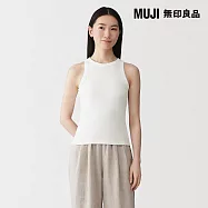 【MUJI 無印良品】女柔滑羅紋削肩坦克背心 S 柔白