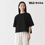 【MUJI 無印良品】女涼感短袖套衫 M 黑色