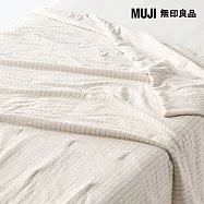 【MUJI 無印良品】涼感薄被/S/象牙白直紋成品尺寸:W140&times;L190 cm 壓紋縫製加工