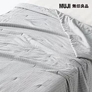 【MUJI 無印良品】涼感薄被/D/灰直紋成品尺寸:W180&times;L200 cm 壓紋縫製加工