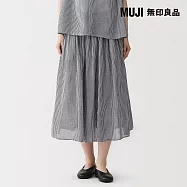 【MUJI 無印良品】女強撚抓皺裙 S 黑格紋