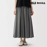 【MUJI 無印良品】女強撚天竺抓皺裙 XL 墨灰