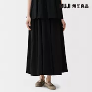 【MUJI 無印良品】女強撚天竺抓皺裙 L 黑色