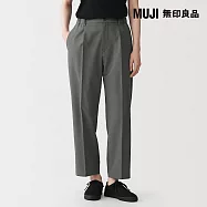 【MUJI 無印良品】女透氣彈性泡泡紗舒適錐形褲 S 深灰