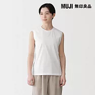 【MUJI 無印良品】女天竺無袖T恤 S 白色