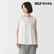 【MUJI 無印良品】女強撚天竺無袖套衫 S 白色