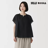 【MUJI 無印良品】女強撚透明感法式袖套衫 S 黑色