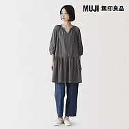 【MUJI 無印良品】女強撚透明感短版連身裙 S 墨灰