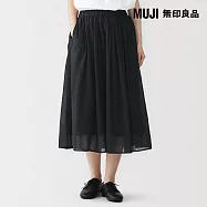 【MUJI 無印良品】女強撚抓皺裙 S 黑色