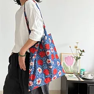 【素包包】英式鄉村風靛藍紅花側背斜跨單肩柔軟棉布袋(80083) _靛青藍