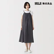 【MUJI 無印良品】女透氣細肩帶洋裝 S 墨灰