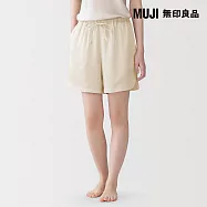 【MUJI 無印良品】女柔滑緞面短褲 S 象牙白