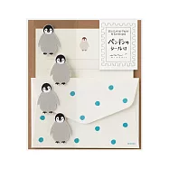 MIDORI 迷你信紙信封組附貼紙- 企鵝