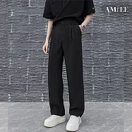 【AMIEE】潮流百搭休閒直筒西裝褲(KDPY-S900) M 黑色