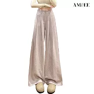 【AMIEE】山本風奶芙顯瘦闊腿褲(KDPY-1456) M 粉色