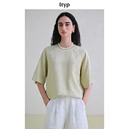 ltyp旅途原品 14支進口100%亞麻小衫極簡文藝百搭廓形上衣女夏 M L M 青檸綠
