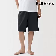 【MUJI 無印良品】男鏤空編織泡泡紗短褲 S 暗藍