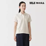 【MUJI 無印良品】女鹿子織短袖POLO衫 S 柔白