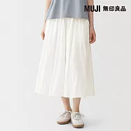 【MUJI 無印良品】女不規則楊柳織舒適褲裙 S-M 柔白