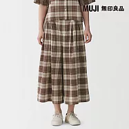 【MUJI 無印良品】女馬杜拉斯格紋褲裙 S 米色格紋
