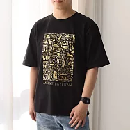 翡冷翠文創世界古文明藝術T恤|金色石碑 黑L (S-XL)