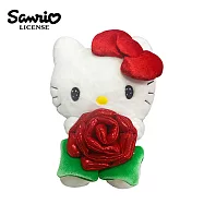 【日本正版授權】凱蒂貓 玫瑰造型 絨毛玩偶 20cm 娃娃/玩偶 Hello Kitty