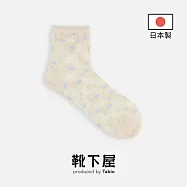 Tabio日本靴下屋〈微透膚小雛菊花花短襪〉 04 象牙白(藍色小白花)