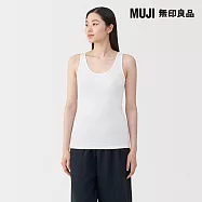【MUJI 無印良品】女羅紋坦克背心 S 白色