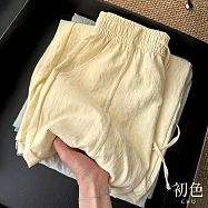 【初色】韓系通勤風純色高腰鬆緊腰遮肉顯瘦寬鬆休閒闊腿褲山本褲寬褲長褲-黃色-50323(M-2XL可選) M 黃色