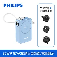 PHILIPS 飛利浦 多合一35W半固態行動電源10000mAh 霧藍 DLP4355CL