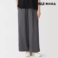 【MUJI 無印良品】女柔滑舒適寬版直筒褲 S 墨灰