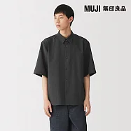 【MUJI 無印良品】男透氣五分袖襯衫 S 墨灰