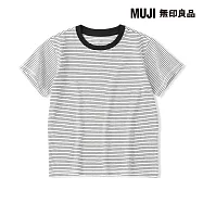 【MUJI 無印良品】兒童棉天竺圓領短袖T恤 110 黑橫紋