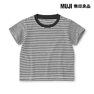 【MUJI 無印良品】幼兒容易穿脫棉天竺圓領短袖T恤 80 黑橫紋