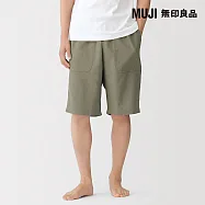 【MUJI 無印良品】男鏤空編織泡泡紗家居短褲 S 卡其