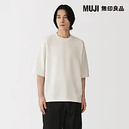 【MUJI 無印良品】男速乾可水洗針織五分袖T恤 S 柔白