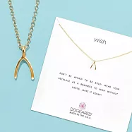 Dogeared 美國品牌Reminder祈願K金項鍊~超靈驗許願骨16吋 金