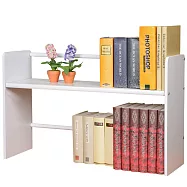 Homelike 喜家居和風伸縮式桌上書架-白(1205) 純白色