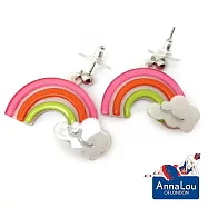 Anna Lou OF LONDON 倫敦品牌Rainbow 立體小彩虹雲朵耳環 白底