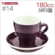 Tiamo 14號鬱金香卡布杯盤組(雙色) 180cc 五杯五盤 (紫) HG0851P