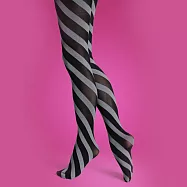 『摩達客』瑞典進口【Happy Socks】黑灰斜紋彈性褲襪 M